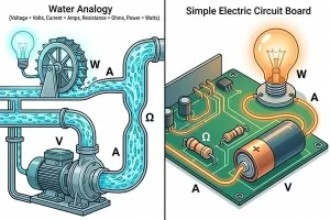Water Analogy as electrical flow to explain watts