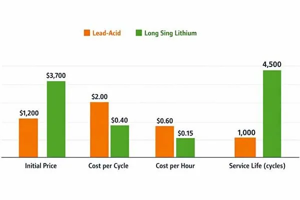 roi comparison between lead acid and lithium ion on amr robot battery