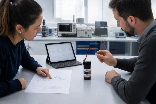 Engineers reviewing a custom LONGSING ER and HPC IoT battery pack