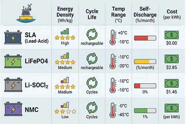 Sea Buoy Battery Chemistry Comparison