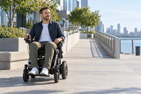 Electric wheelchair illustrating the balance between range, battery weight and daily charging