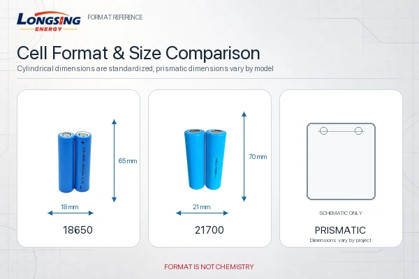 18650 vs 21700 vs prismatic cells for custom rechargeable battery pack format comparison