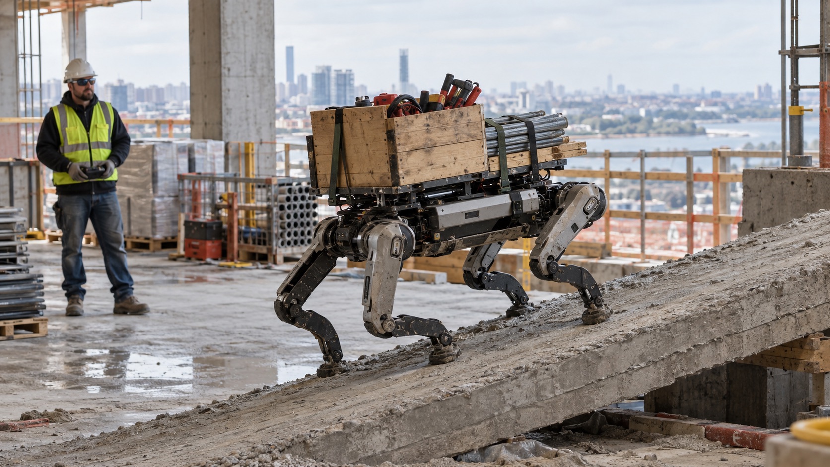 Construction robot battery runtime under payload on rough terrain